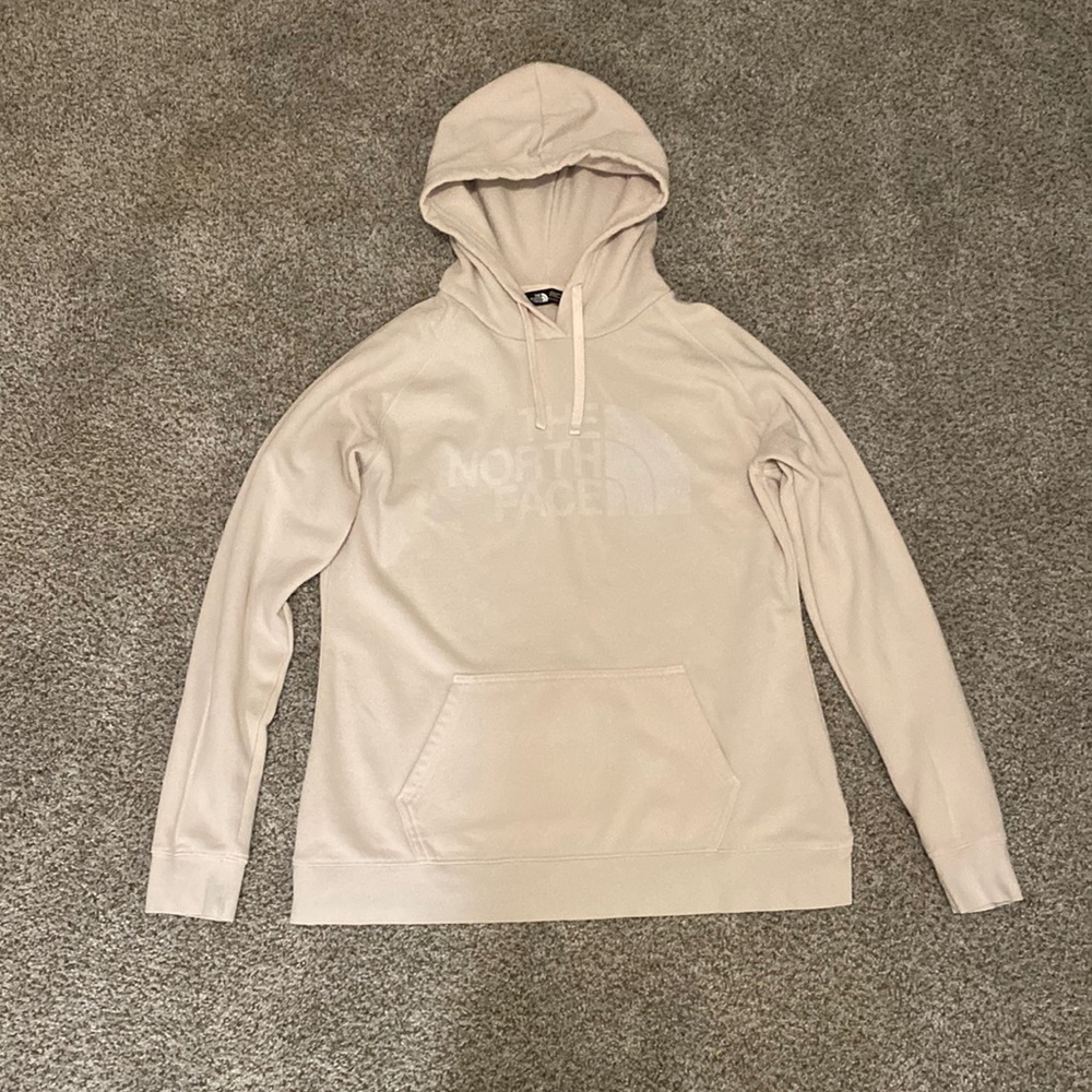 Women’s large: The North Face light pink hoodie.